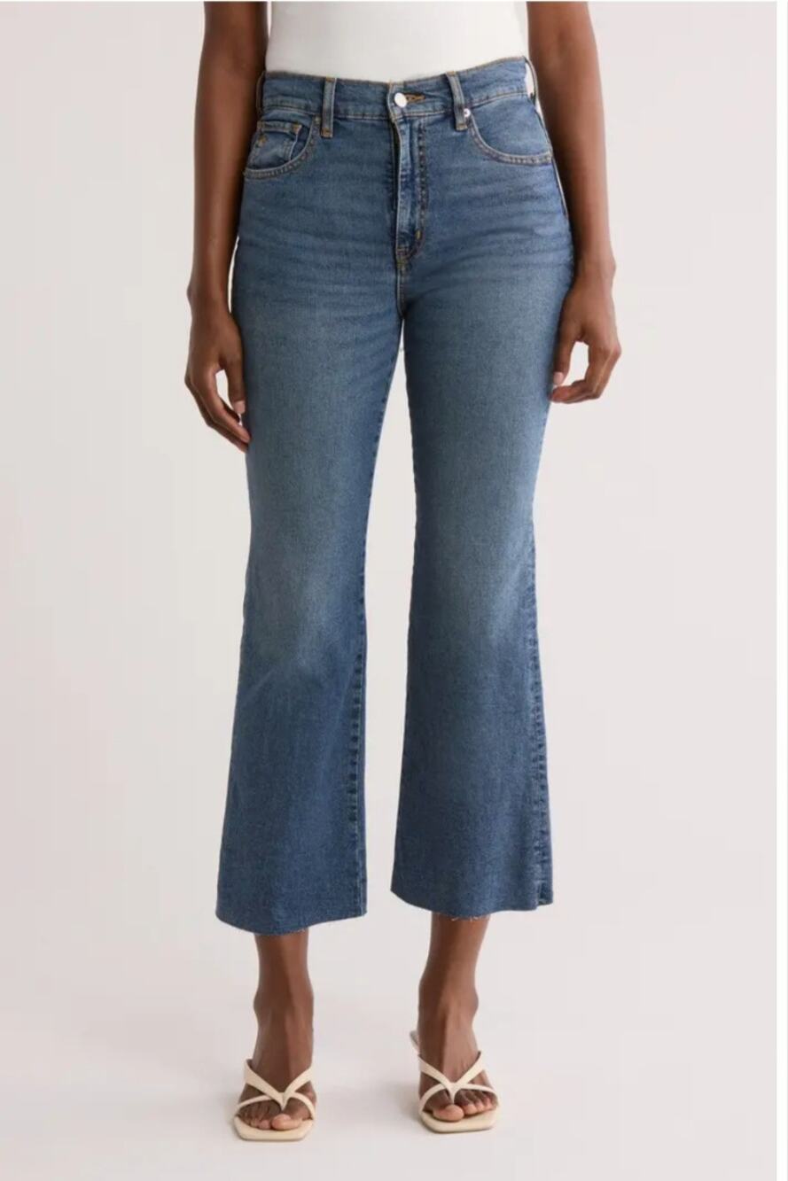 NWT Ética Anya High Waisted Crop Flare Jeans in Riverside Blue - 31 - $285